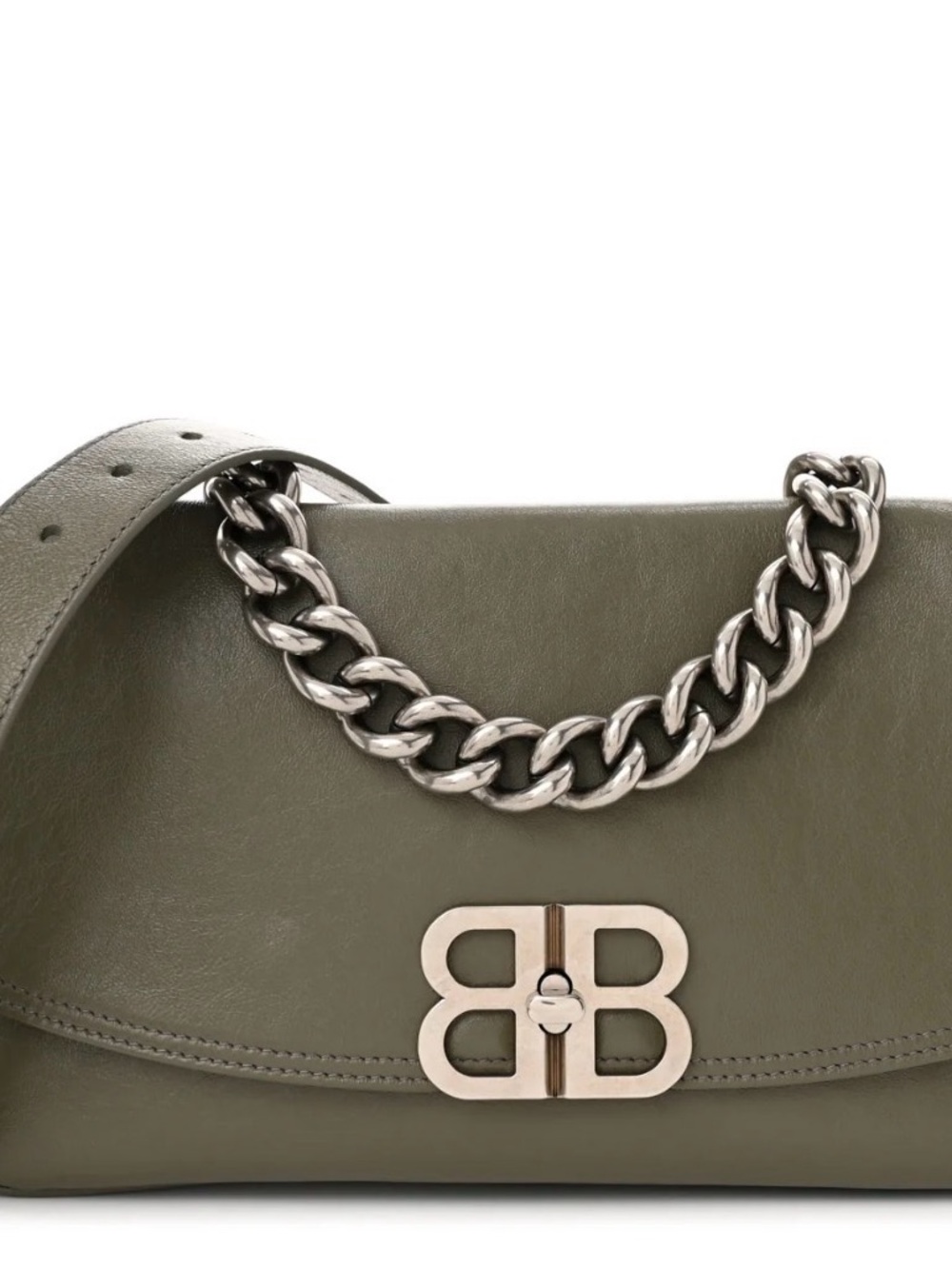 Balenciaga Olive soft flip Green BB Chain Shoulder Bag